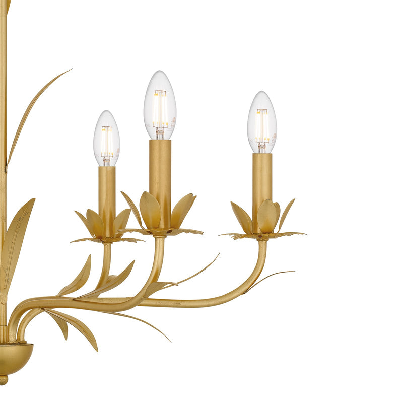 Quoizel Maria 27.5in 6-Light Chandelier | Modern Gold Leaf Steel | Dining Room & Breakfast Nook | 27.5 x 27.5 x 23 in | Model MAA5027GFL