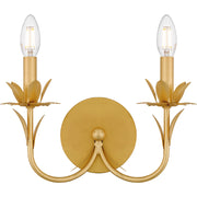 Quoizel Maria 12in 2-Light Wall Sconce | Modern Gold Leaf Steel | Hallway & Bathroom Vanity | 12 x 5 x 11.25 in | Model MAA8712GFL