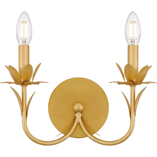 Quoizel Maria 12in 2-Light Wall Sconce | Modern Gold Leaf Steel | Hallway & Bathroom Vanity | 12 x 5 x 11.25 in | Model MAA8712GFL