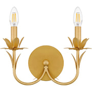 Quoizel Maria 12in 2-Light Wall Sconce | Modern Gold Leaf Steel | Hallway & Bathroom Vanity | 12 x 5 x 11.25 in | Model MAA8712GFL