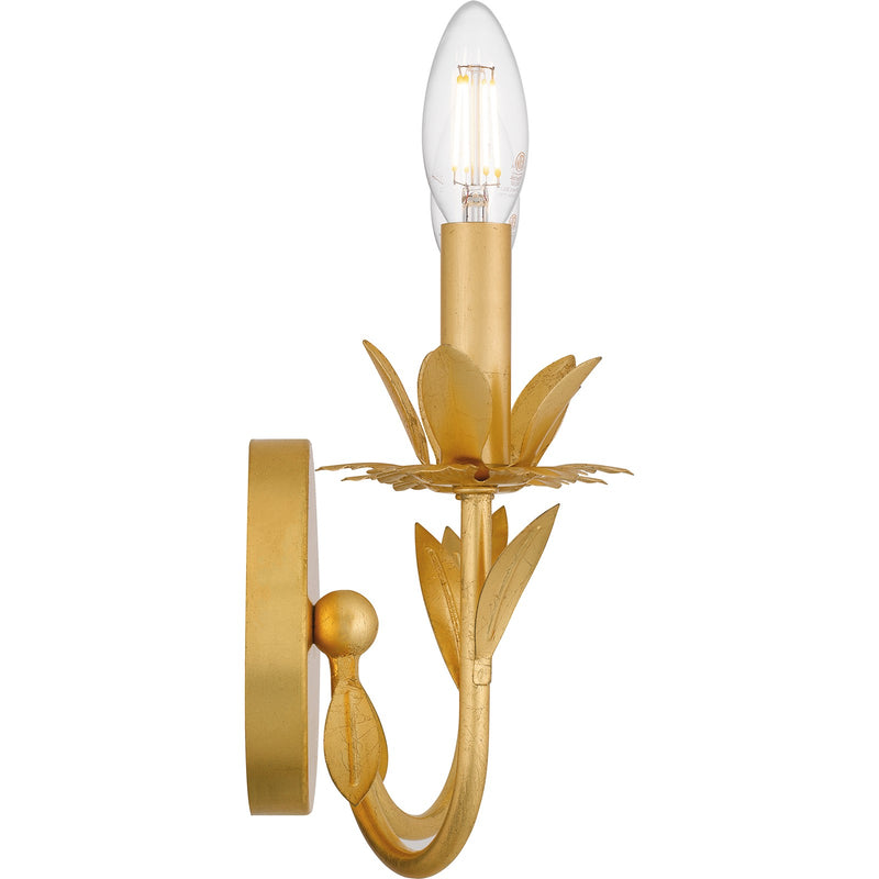 Quoizel Maria 12in 2-Light Wall Sconce | Modern Gold Leaf Steel | Hallway & Bathroom Vanity | 12 x 5 x 11.25 in | Model MAA8712GFL