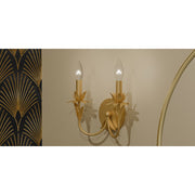 Quoizel Maria 12in 2-Light Wall Sconce | Modern Gold Leaf Steel | Hallway & Bathroom Vanity | 12 x 5 x 11.25 in | Model MAA8712GFL