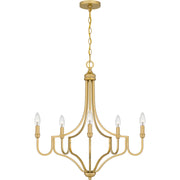 Quoizel Mabel 26.25in 5-Light Chandelier | Antique Light Gold Steel | Dining Room & Primary Bedroom | 26.25 x 26.25 x 28.5 in | Model MAB5026LG