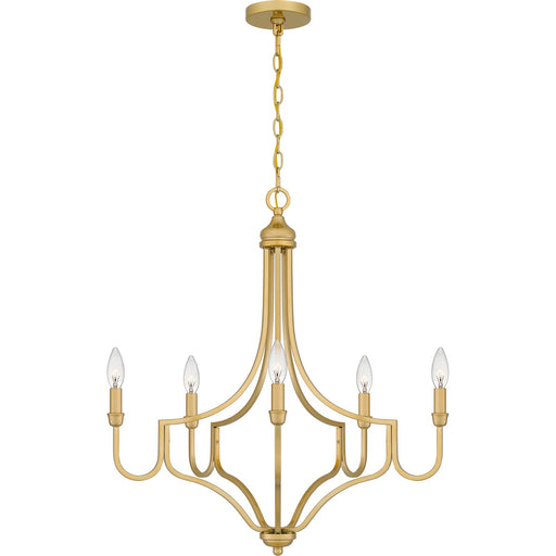 Quoizel Mabel 26.25in 5-Light Chandelier | Antique Light Gold Steel | Dining Room & Primary Bedroom | 26.25 x 26.25 x 28.5 in | Model MAB5026LG