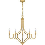 Quoizel Mabel 26.25in 5-Light Chandelier | Antique Light Gold Steel | Dining Room & Primary Bedroom | 26.25 x 26.25 x 28.5 in | Model MAB5026LG