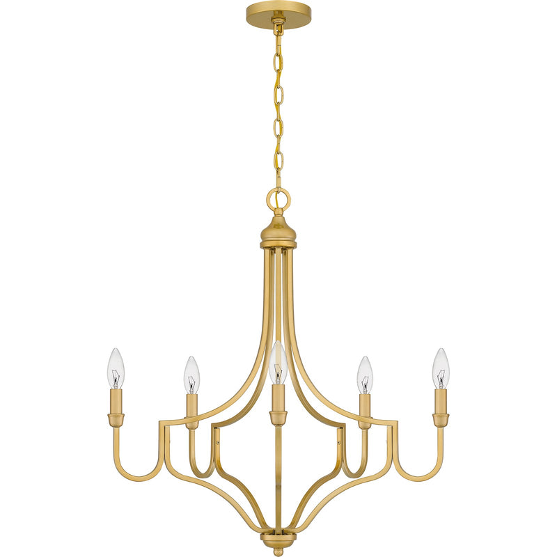 Quoizel Mabel 26.25in 5-Light Chandelier | Antique Light Gold Steel | Dining Room & Primary Bedroom | 26.25 x 26.25 x 28.5 in | Model MAB5026LG
