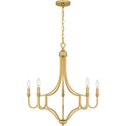 Quoizel Mabel 26.25in 5-Light Chandelier | Antique Light Gold Steel | Dining Room & Primary Bedroom | 26.25 x 26.25 x 28.5 in | Model MAB5026LG