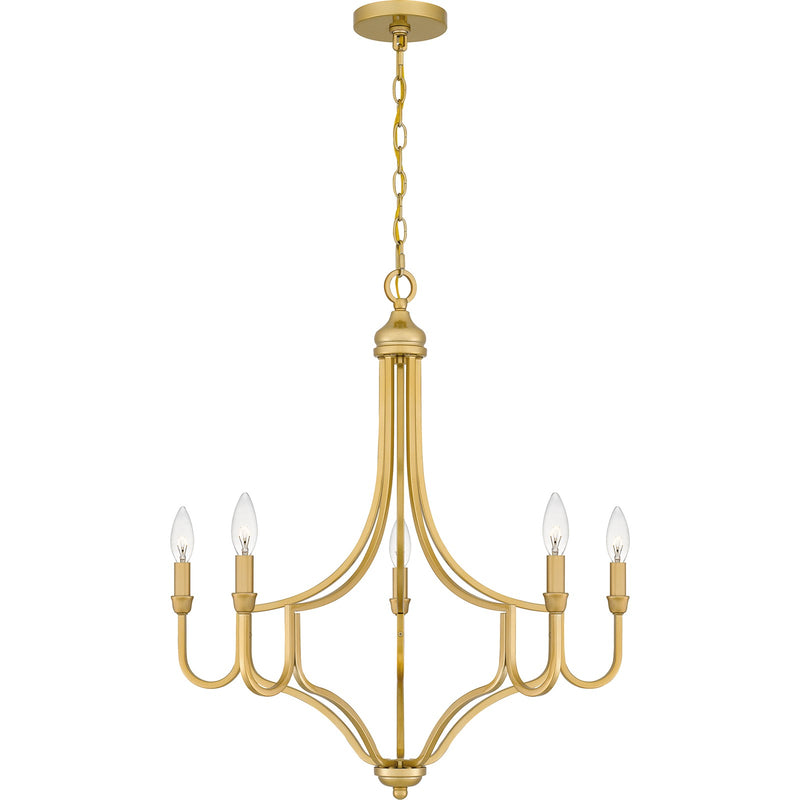Quoizel Mabel 26.25in 5-Light Chandelier | Antique Light Gold Steel | Dining Room & Primary Bedroom | 26.25 x 26.25 x 28.5 in | Model MAB5026LG