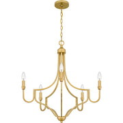 Quoizel Mabel 26.25in 5-Light Chandelier | Antique Light Gold Steel | Dining Room & Primary Bedroom | 26.25 x 26.25 x 28.5 in | Model MAB5026LG