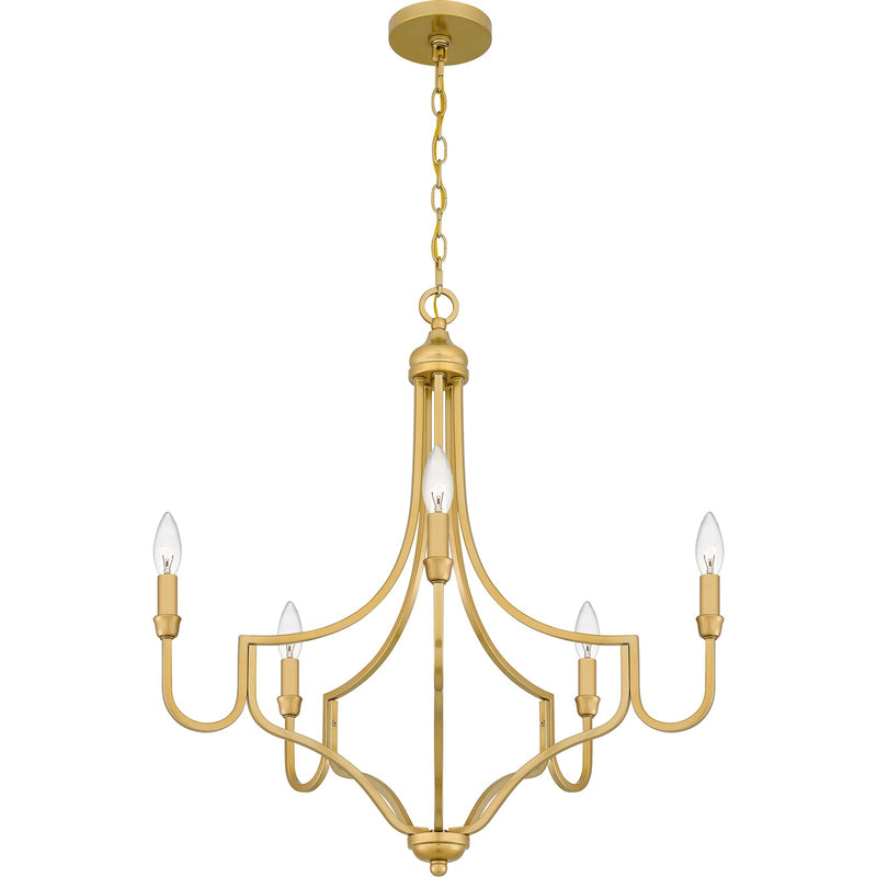 Quoizel Mabel 26.25in 5-Light Chandelier | Antique Light Gold Steel | Dining Room & Primary Bedroom | 26.25 x 26.25 x 28.5 in | Model MAB5026LG
