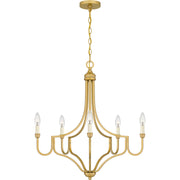 Quoizel Mabel 26.25in 5-Light Chandelier | Antique Light Gold Steel | Dining Room & Primary Bedroom | 26.25 x 26.25 x 28.5 in | Model MAB5026LG