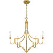 Quoizel Mabel 26.25in 5-Light Chandelier | Antique Light Gold Steel | Dining Room & Primary Bedroom | 26.25 x 26.25 x 28.5 in | Model MAB5026LG