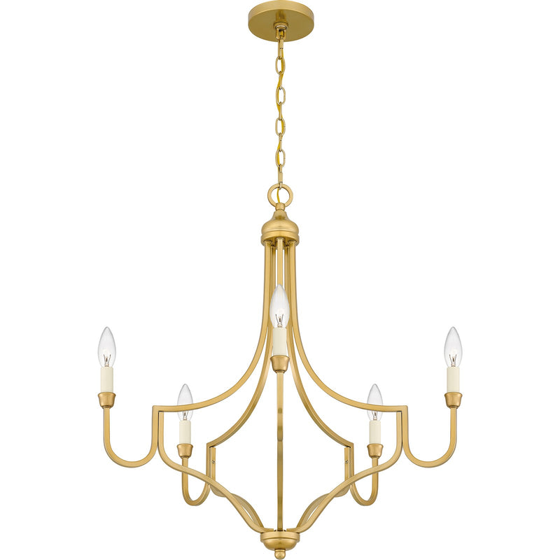 Quoizel Mabel 26.25in 5-Light Chandelier | Antique Light Gold Steel | Dining Room & Primary Bedroom | 26.25 x 26.25 x 28.5 in | Model MAB5026LG