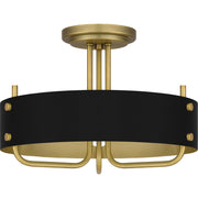 Quoizel Madden 17in 3-Light Semi-Flush Mount | Modern Aged Brass and Black Metal | Hallway & Bedroom Ceiling Light | 17 x 17 x 12 in | Model MAD1717AB