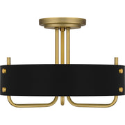 Quoizel Madden 17in 3-Light Semi-Flush Mount | Modern Aged Brass and Black Metal | Hallway & Bedroom Ceiling Light | 17 x 17 x 12 in | Model MAD1717AB