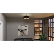 Quoizel Madden 17in 3-Light Semi-Flush Mount | Modern Aged Brass and Black Metal | Hallway & Bedroom Ceiling Light | 17 x 17 x 12 in | Model MAD1717AB