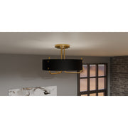 Quoizel Madden 17in 3-Light Semi-Flush Mount | Modern Aged Brass and Black Metal | Hallway & Bedroom Ceiling Light | 17 x 17 x 12 in | Model MAD1717AB