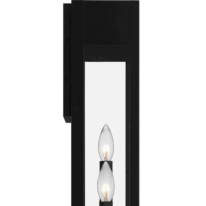 Quoizel Maren 3 Light Outdoor Lantern, Black/Clear Panel Side