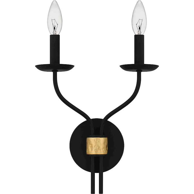 Quoizel Margaret 2 Light Wall Sconce, Matte Black