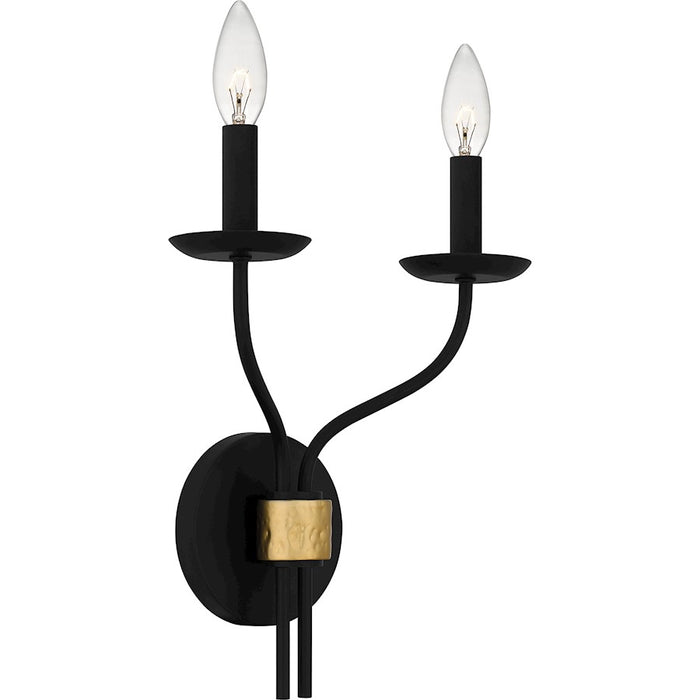 Quoizel Margaret 2 Light Wall Sconce, Matte Black