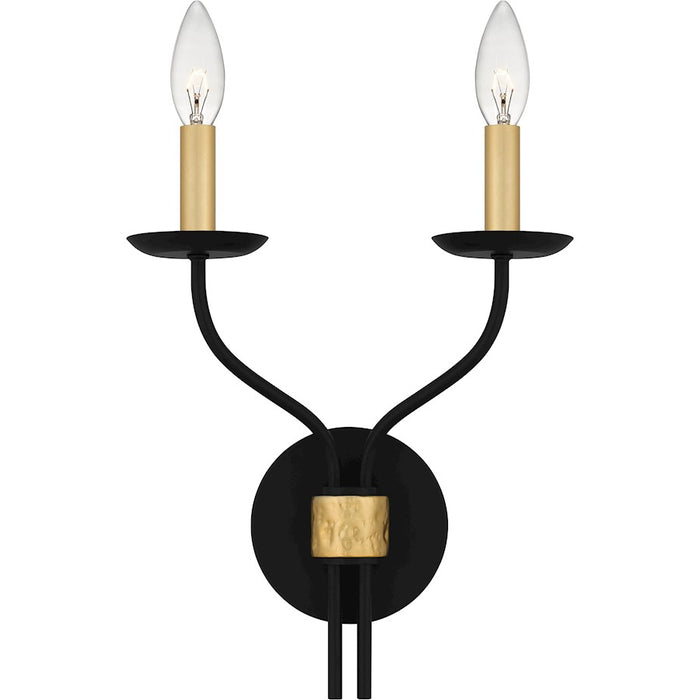 Quoizel Margaret 2 Light Wall Sconce, Matte Black