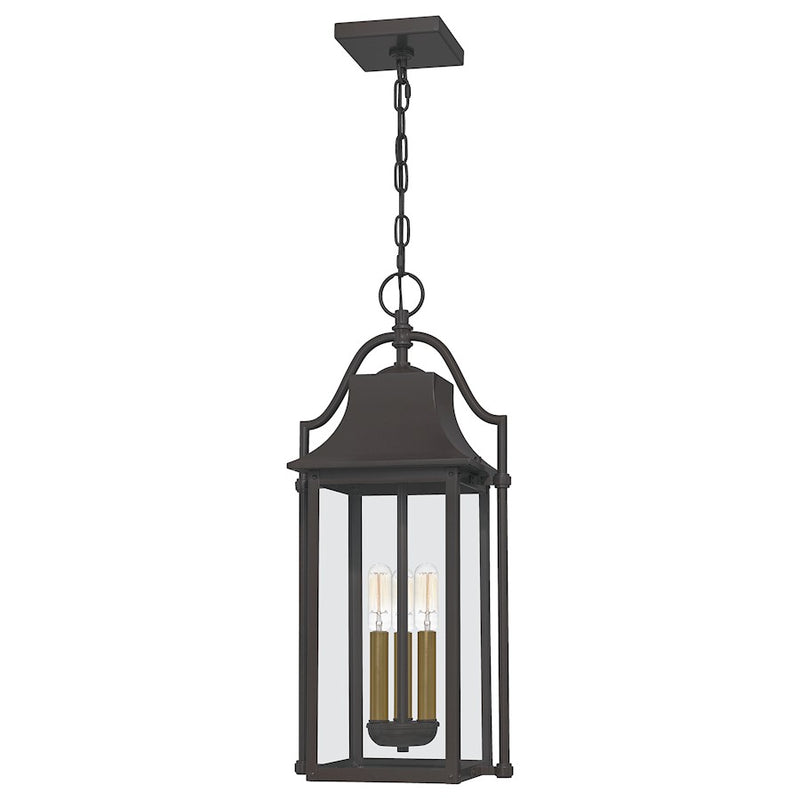 Quoizel Manning 3 Light Outdoor Hanging Lantern, Western Bronze