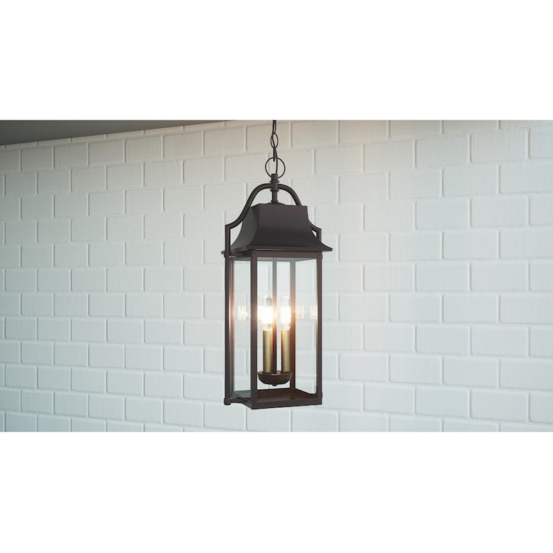 Quoizel Manning 3 Light Outdoor Hanging Lantern, Western Bronze