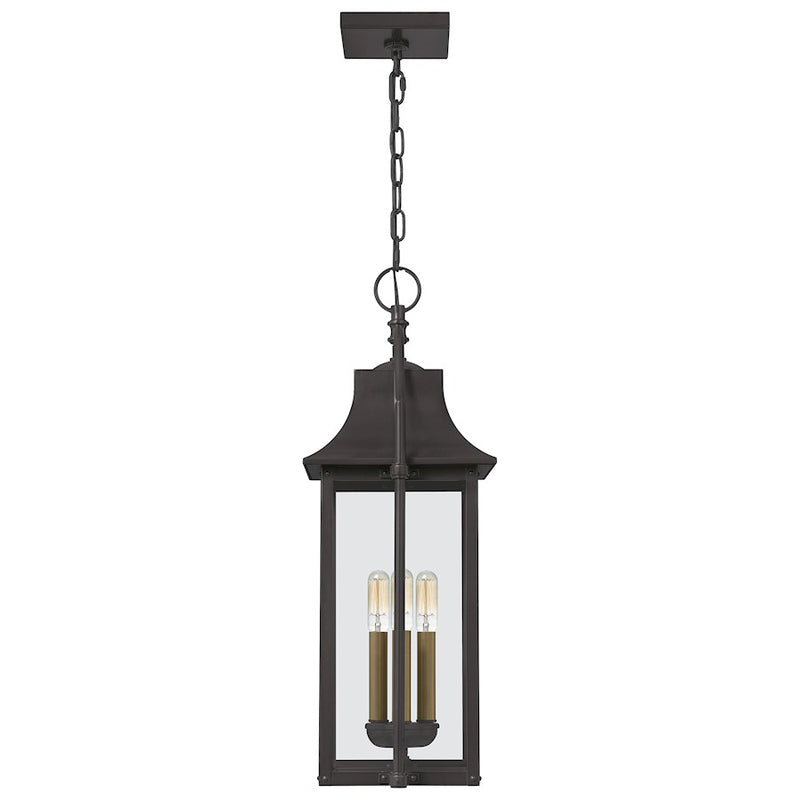 Quoizel Manning 3 Light Outdoor Hanging Lantern, Western Bronze