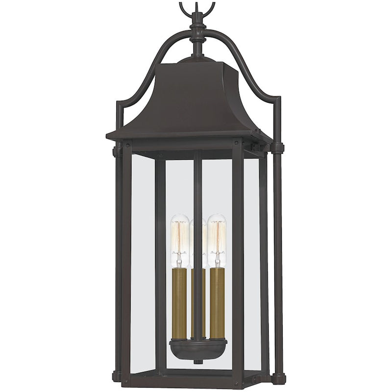 Quoizel Manning 3 Light Outdoor Hanging Lantern, Western Bronze