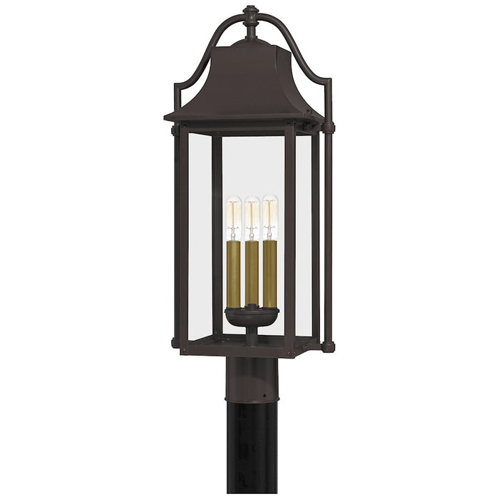 Quoizel Manning 3 Light Outdoor Post Lantern, Western Bronze