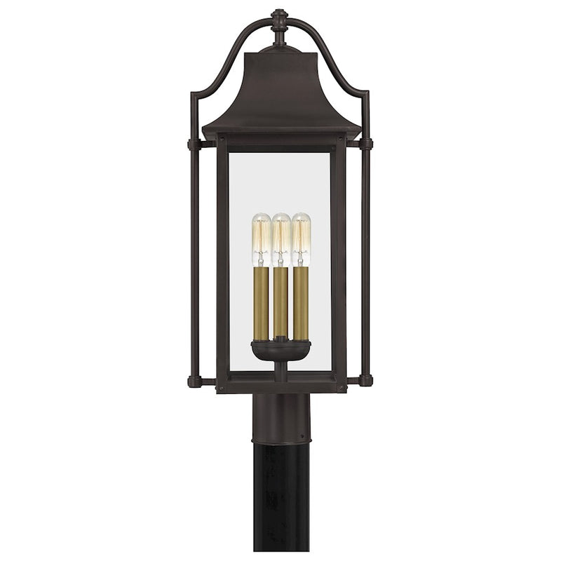 Quoizel Manning 3 Light Outdoor Post Lantern, Western Bronze