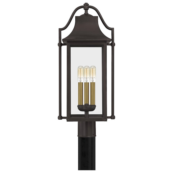 Quoizel Manning 3 Light Outdoor Post Lantern, Western Bronze