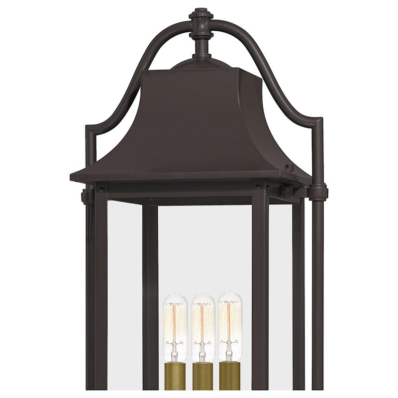 Quoizel Manning 3 Light Outdoor Post Lantern, Western Bronze