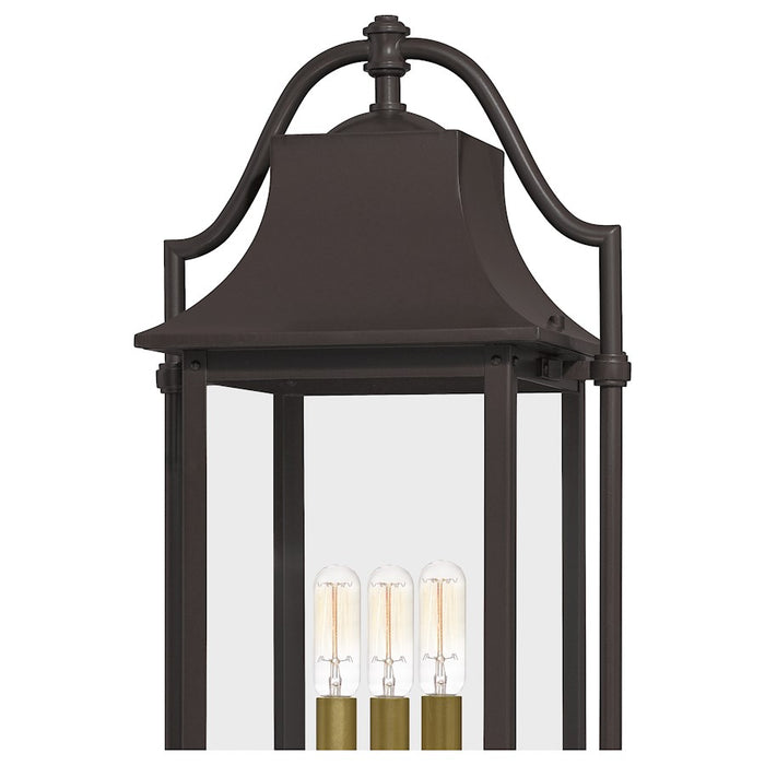 Quoizel Manning 3 Light Outdoor Post Lantern, Western Bronze