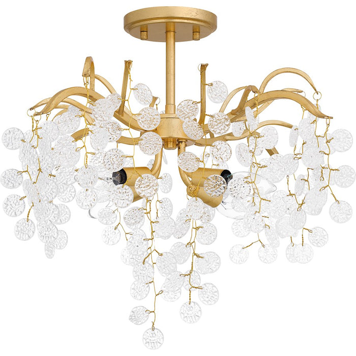 Quoizel Maple 4 Light Semi-Flush Mount, Gold Leaf