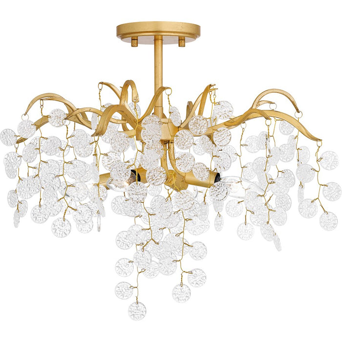 Quoizel Maple 4 Light Semi-Flush Mount, Gold Leaf