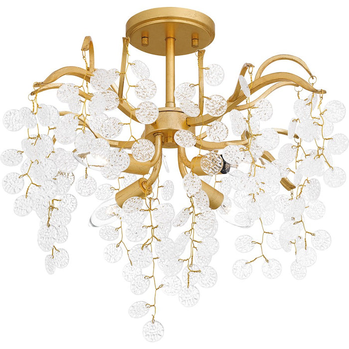 Quoizel Maple 4 Light Semi-Flush Mount, Gold Leaf