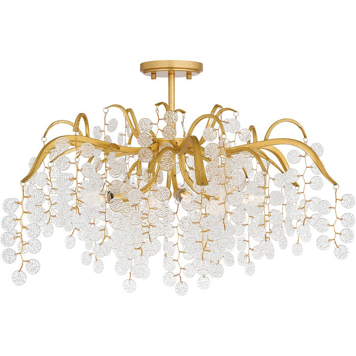 Quoizel Maple 6 Light Semi-Flush Mount, Gold Leaf