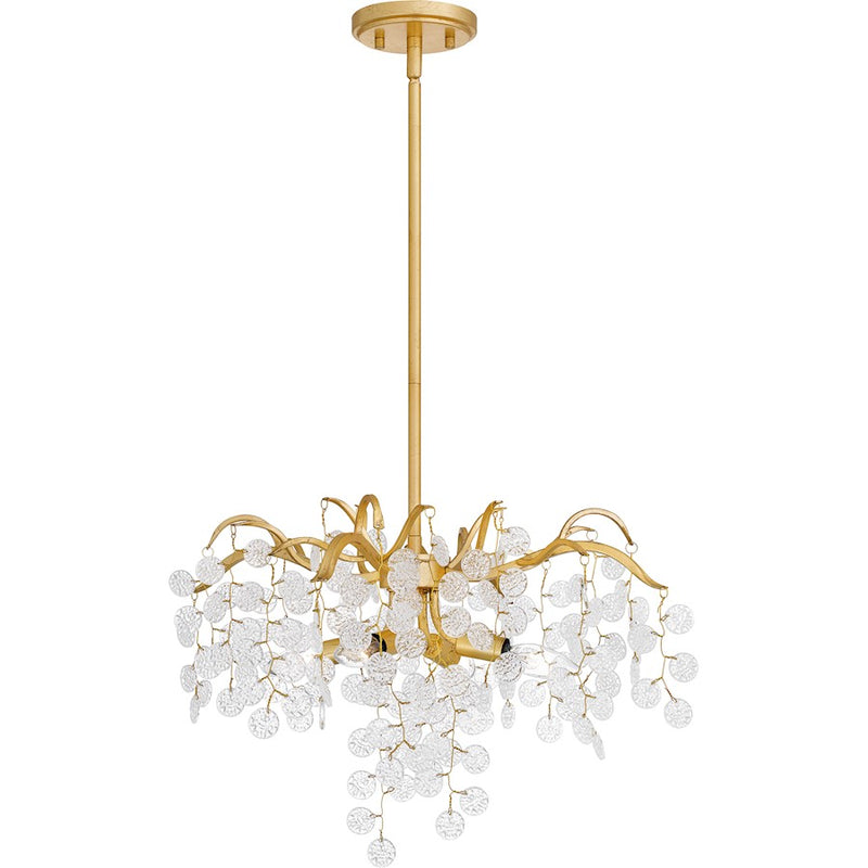 Quoizel Maple 4 Light Pendant, Gold Leaf