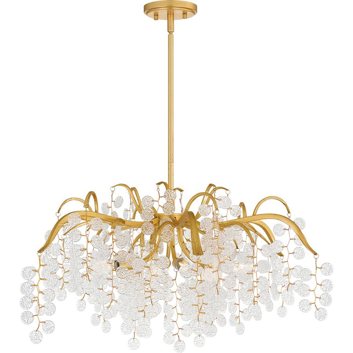 Quoizel Maple 6 Light Chandelier, Gold Leaf