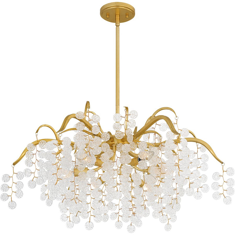 Quoizel Maple 6 Light Chandelier, Gold Leaf