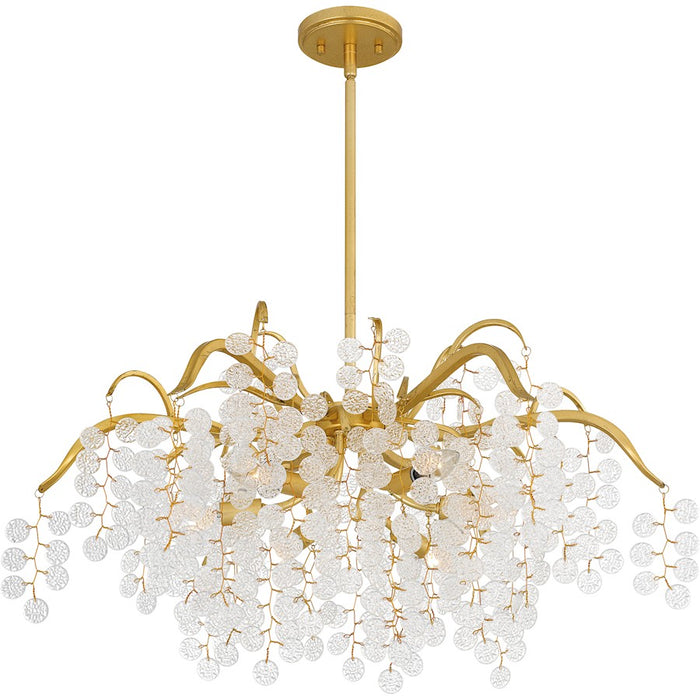 Quoizel Maple 6 Light Chandelier, Gold Leaf