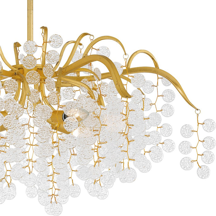 Quoizel Maple 6 Light Chandelier, Gold Leaf