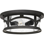 Quoizel Marblehead 13in 2-Light Outdoor Flush Mount | Coastal Mystic Black and Clear Seedy Glass | Porch & Entryway | 13 x 13 x 5 in | Model MBH1613K