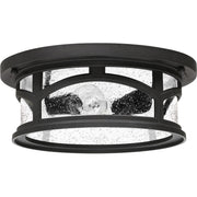 Quoizel Marblehead 13in 2-Light Outdoor Flush Mount | Coastal Mystic Black and Clear Seedy Glass | Porch & Entryway | 13 x 13 x 5 in | Model MBH1613K