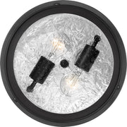 Quoizel Marblehead 13in 2-Light Outdoor Flush Mount | Coastal Mystic Black and Clear Seedy Glass | Porch & Entryway | 13 x 13 x 5 in | Model MBH1613K