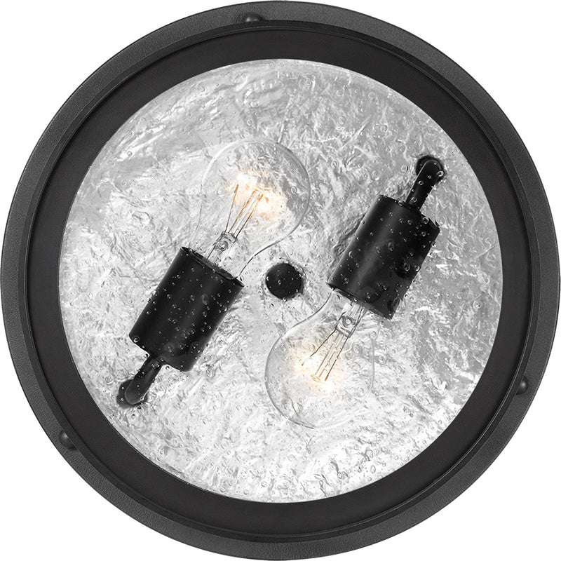 Quoizel Marblehead 13in 2-Light Outdoor Flush Mount | Coastal Mystic Black and Clear Seedy Glass | Porch & Entryway | 13 x 13 x 5 in | Model MBH1613K
