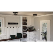 Quoizel Marblehead 13in 2-Light Outdoor Flush Mount | Coastal Mystic Black and Clear Seedy Glass | Porch & Entryway | 13 x 13 x 5 in | Model MBH1613K