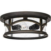 Quoizel Marblehead 13in 2-Light Outdoor Flush Mount | Coastal Palladian Bronze and Clear Seedy Glass | Porch & Entryway | Model MBH1613PN