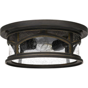 Quoizel Marblehead 13in 2-Light Outdoor Flush Mount | Coastal Palladian Bronze and Clear Seedy Glass | Porch & Entryway | Model MBH1613PN